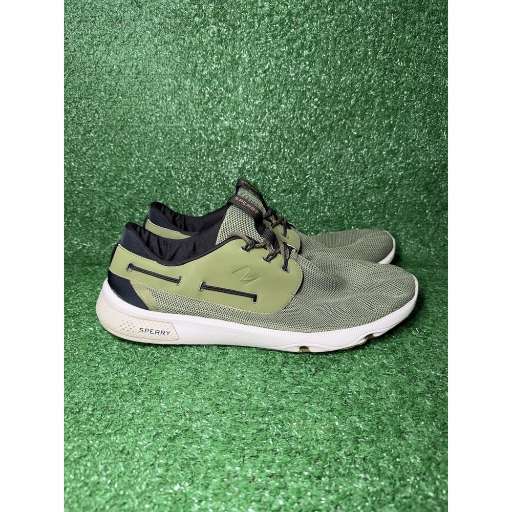 Sperry 7 Seas 3-Eye Men Size 15 Olive Green Breathable Boat Shoes Water Sneakers